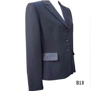 Stresa ASL Black Blazer Woven Look Faux Pocket Flaps 3 Buttons Collar T…